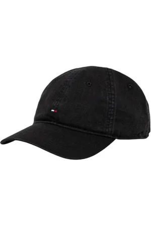 Tommy Hilfiger Accessoires, Heren, Zwart, ONE Size, Katoen, Zwarte Katoenen Gesp Cap voor Mannen