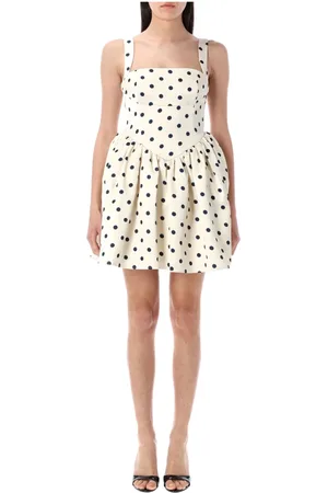 Self-Portrait Kleedjes, Dames, Wit, 2Xs, Polyester, Polka Dot Mini Jurk met Korset