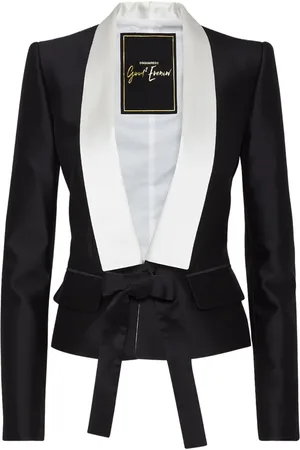 Dsquared2 Jassen, Dames, Zwart, L, Wol, Zwarte Gatsby Fit Blazer Buitenkleding