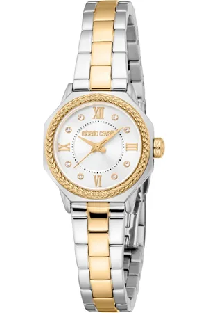 Roberto Cavalli Accessoires, Dames, Grijs, ONE Size, Elegante Roestvrijstalen Analoge Quartz Horloge