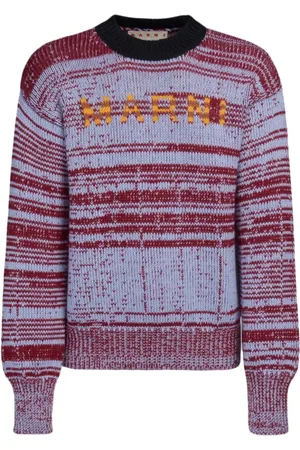 Marni Truien, Heren, Paars, M, Roundneck Logo Sweater