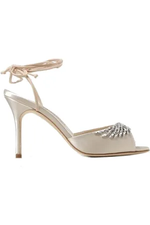 Manolo Blahnik Schoenen, Dames, , 36 EU, Satijn, Satijnen Sandalen met Kristaldetail