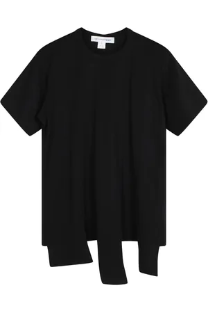Comme des Garçons Tops, Dames, Zwart, S, Katoen, Zwarte Katoenen Asymmetrische Zoom T-Shirt