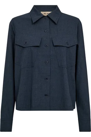 Mos Mosh Blouses & Shirts, Dames, Blauw, S, Polyester, Phila Roy Shirt Jas