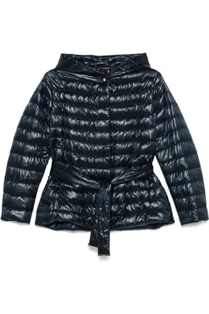 HERNO Jassen, Dames, Blauw, XS, Blauwe Gewatteerde Hoodiejas