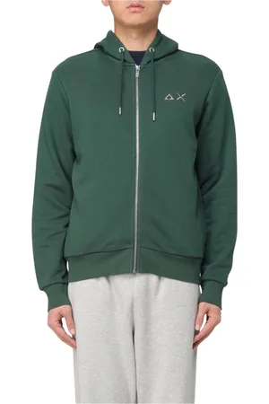 sun68 Sweatshirts & Hoodies, Heren, Groen, XL, Katoen, Grijze Zip Up Hoodie Activewear