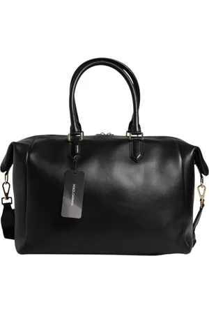 Dolce & Gabbana Tassen, Dames, Zwart, ONE Size, Leer, Zwarte Leren Hand Schouder Duffel Tas
