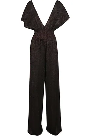 CIRCUS HOTEL Jumpsuits & Playsuits, Dames, Bruin, S, Bruine Lurex Viscose Mix Wijde Hals Jurk
