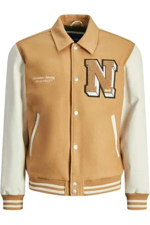 JACK & JONES Jassen, Heren, Bruin, L, Wol, Varsity Wolblend Bomberjack
