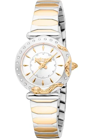 Roberto Cavalli Accessoires, Dames, Geel, ONE Size, Elegant Quartz Analog Steel Watch