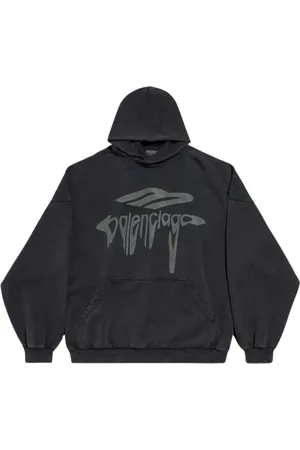 Balenciaga Sweatshirts & Hoodies, Heren, Zwart, M, Katoen, Katoenen Jersey Hoodie Oversized