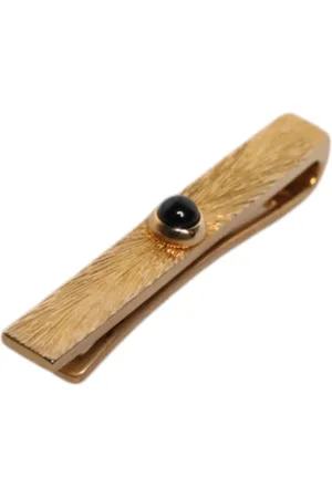 Dolce & Gabbana Accessoires, unisex, Geel, ONE Size, Zwarte Saffier Goudkleurige Stropdas Clip