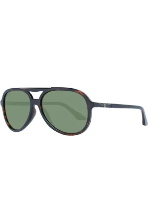 Longines Accessoires, Heren, Bruin, ONE Size, Bruine Aviator Zonnebril met Groene Lenzen