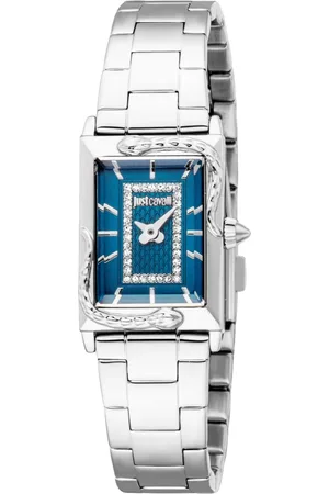 Roberto Cavalli Accessoires, Dames, Grijs, ONE Size, Stijlvolle Analoge Quartz Horloge met Deployante Sluiting