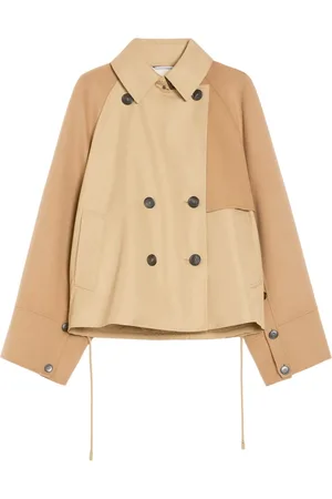 Max Mara Jassen, Dames, Bruin, XS, Dubbelrijige regenbestendige gabardine trenchcoat
