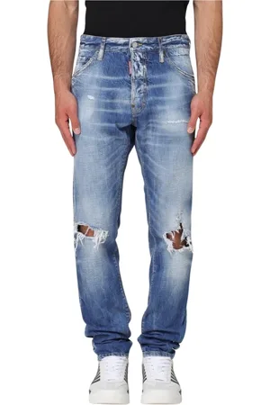 Dsquared2 Jeans, Heren, Blauw, S, Slim-Fit Jeans met Vervaagde Details