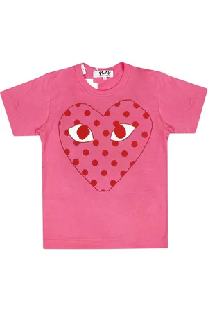 Comme des Garçons Tops, Dames, Roze, S, Katoen, Hart Polka Dot Roze T-shirt
