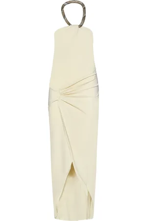 AMEN Kleedjes, Dames, , M, Gele Halternek Asymmetrische Jurk