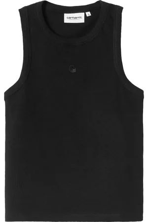 Carhartt Tops, Dames, Zwart, L, Katoen, Zwarte Katoenen Gebreide Tanktop