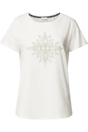 Liu Jo Tops, Dames, Wit, M, Katoen, Witte T-shirt met Strass