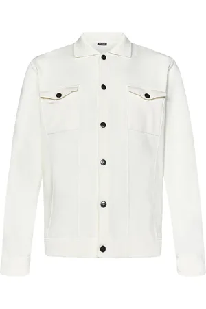Kiton Jassen, Heren, Wit, L, Katoen, Witte Katoenen Gebreide Jas