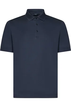 HERNO Tops, Heren, Blauw, 3Xl, Katoen, Blauw Poloshirt Korte Mouw Casual
