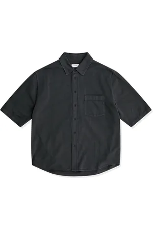 LEMAIRE Overhemden, Heren, Zwart, L, Denim, Blauw Denim Overhemd Klassieke Stijl