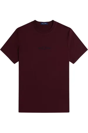 Fred Perry Tops, Heren, Bruin, M, Katoen, Logo Geborduurd Katoenen T-Shirt Bordeaux