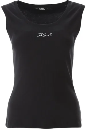 Karl Lagerfeld Tops, Dames, Zwart, S, Katoen, Top Smanicato