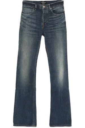 Balenciaga Jeans, Dames, Blauw, M, Denim, Indigo Blauwe Klassieke Knoopsluiting Jeans