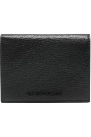 Emporio Armani Accessoires, Heren, Zwart, ONE Size, Leer, Klassieke Beige Bifold Portemonnee