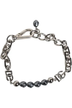 Dolce & Gabbana Accessoires, Heren, Grijs, ONE Size, Zilveren Ketting Parelarmband