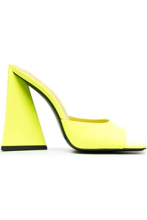 The Attico Schoenen, Dames, Geel, 37 EU, Leer, Gele Slip-On Muiltjes met Hoge Blokhak