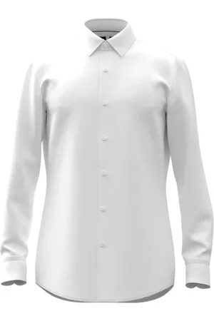 HUGO BOSS Overhemden, Heren, Wit, L, Stijlvolle Shirt met Stretchstof