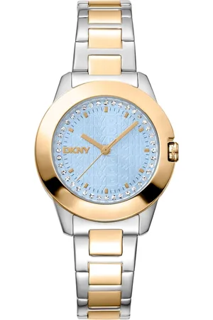DKNY Accessoires, Dames, Grijs, ONE Size, Stijlvolle Stalen Band Analoog Horloge