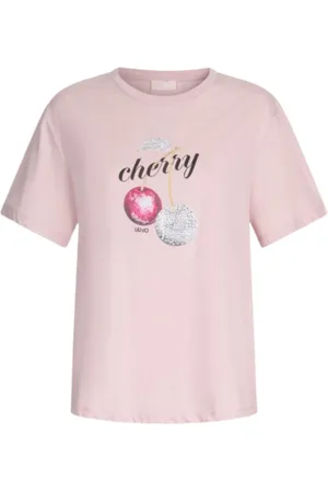 Liu Jo Tops, Dames, Roze, M, Katoen, Grafische Print Katoenen T-Shirt
