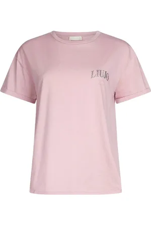 Liu Jo Tops, Dames, Roze, L, Katoen, Katoenen T-shirt met korte mouwen