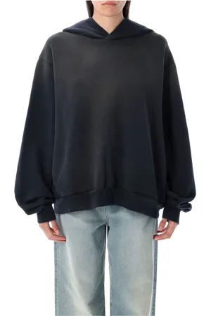 Acne Studios Sweatshirts & Hoodies, Dames, Zwart, L, Katoen, Zwart Gebreid Logo Hoodie Ss 25