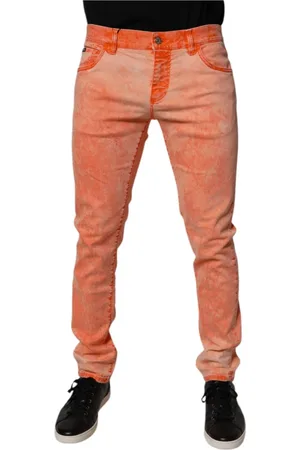 Dolce & Gabbana Jeans, Heren, Oranje, L, Denim, Oranje Tie Dye Skinny Denim Jeans