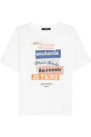 Max Mara Tops, Dames, Wit, M, Katoen, Wit Katoenen T-Shirt met Cabina Stijl
