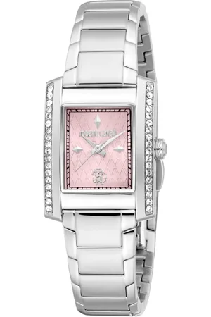 Roberto Cavalli Accessoires, Dames, Grijs, ONE Size, Dames Roestvrijstalen Analoge Horloge