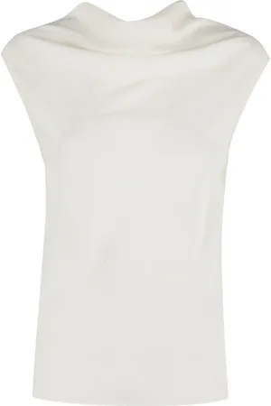 Serafini Tops, Dames, Wit, M, Katoen, Stijlvolle Mouwloze Top