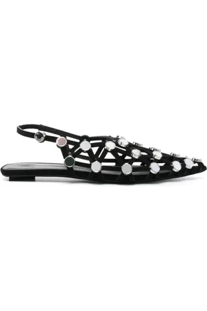 The Attico Schoenen, Dames, Zwart, 37 1/2 EU, Leer, Zwarte Ballerina