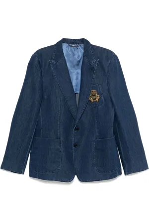 Dolce & Gabbana Jassen, Heren, Blauw, M, Indigo Blauwe Knoopjasje Amerikaanse Stijl