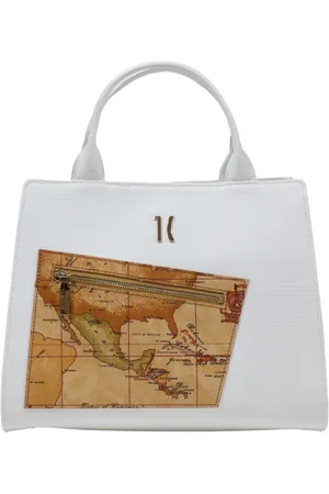 ALVIERO MARTINI 1A CLASSE Tassen, Dames, Wit, ONE Size, Katoen, Kaartmotief damestas, elegant en praktisch