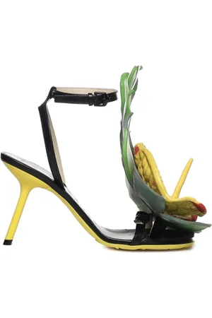 Loewe Schoenen, Dames, Veelkleurig, 36 EU, Leer, Zwarte Leren Petal Sandalen