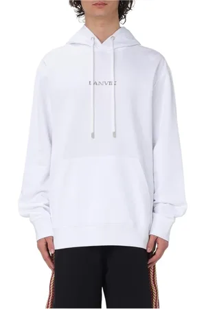 Lanvin Sweatshirts & Hoodies, Heren, Wit, S, Katoen, Geborduurde Logo Hoodie