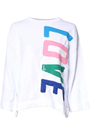Moschino Sweatshirts & Hoodies, Dames, Wit, S, Katoen, Wit Grafische Print Katoen Lange Mouwen