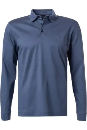 HUGO BOSS Tops, Heren, Blauw, S, Katoen, Lange Mouw Klassieke Polo Shirt Blauw