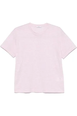PESERICO SIGN Tops, Dames, Roze, L, Katoen, Roze Gestreepte Crew Neck T-shirt